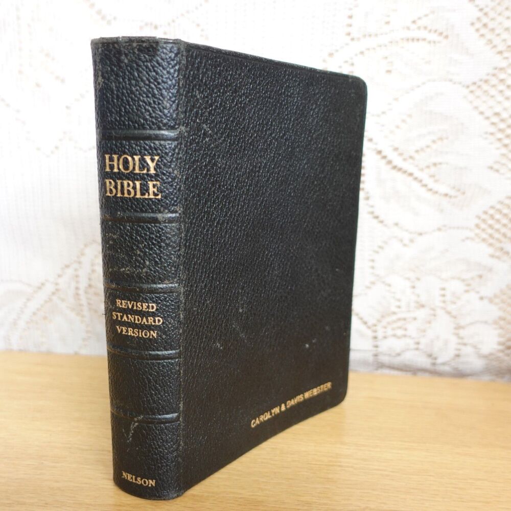 Holy Bible 1952 Inscribed "Carolyn & Davis Webster" Leather Revised Standard